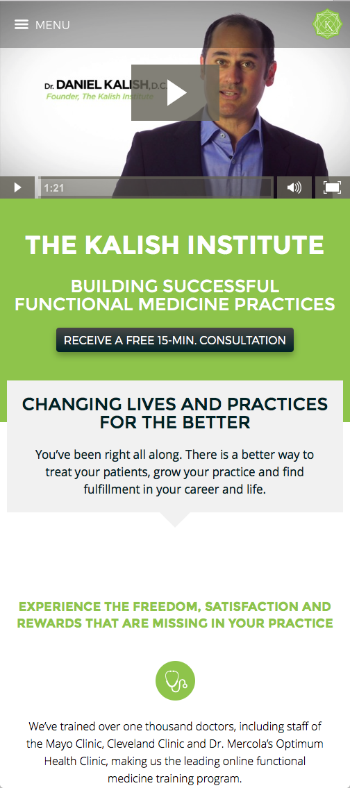 Screenshot of Kalish Website (Mobile)